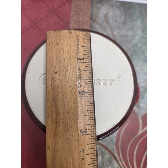 Le Creuset Mini Petite Round Cocottee Cerise Stoneware Red Pot With Lid Perfect - Picture 7 of 7